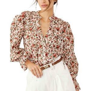 Free People. Romantic cotton, oversized blouse.